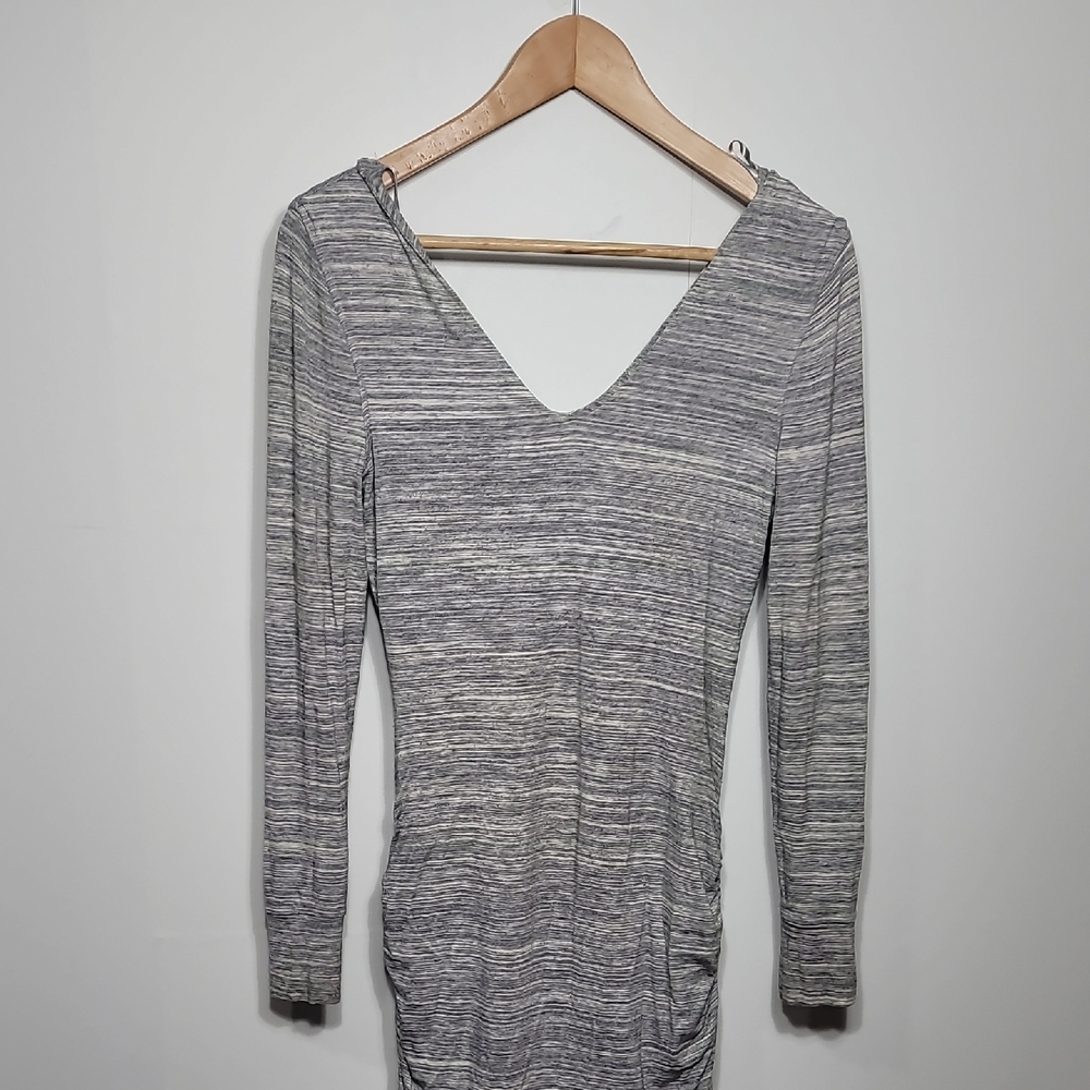 Banana Republic Heathered Gray Long Sleeve Stretch Dress